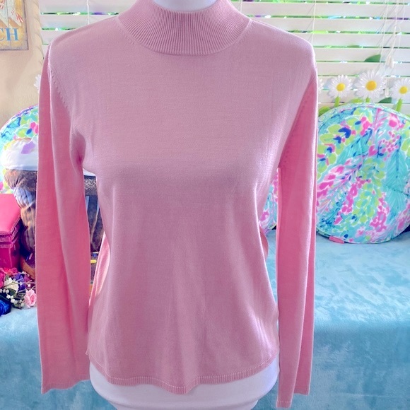 August Silk Pink Silk Mock Turtleneck 